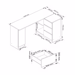AKORD Furniture Factory IP0PBIUB20BIASON scrivania per computer Bianco, Colore quercia
