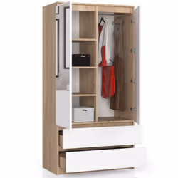 AKORD Furniture Factory SP0PSYSSONBIALUST armadio/guardaroba per camera da letto 4 ripiani 2 porta/porte Quercia