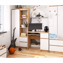 AKORD Furniture Factory IP0PBIUSONBIAPIKSPRA scrivania per computer Bianco, Colore quercia - Vista aggiuntiva 5