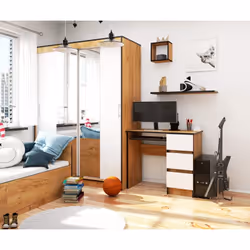 AKORD Furniture Factory IP0PBIUCRABIA008 scrivania per computer Bianco, Colore quercia - Vista aggiuntiva 5