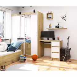 AKORD Furniture Factory IP0PBIUARTBIA008 scrivania per computer Bianco, Colore quercia - Vista aggiuntiva 4
