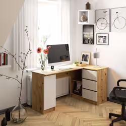 AKORD Furniture Factory IP0PBIUARTBIA006 scrivania per computer Bianco, Colore quercia - Vista aggiuntiva 4