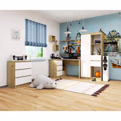 AKORD Furniture Factory IP0P3SDABARTBIA0028 scrivania per computer Bianco, Colore quercia - Vista aggiuntiva 4