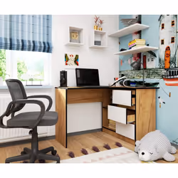 AKORD Furniture Factory IP0P3SDABCRBIA001 scrivania per computer Bianco, Colore quercia - Vista aggiuntiva 4