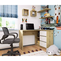 AKORD Furniture Factory IP0P3SDABARTBIA001 scrivania per computer Bianco, Colore quercia - Vista aggiuntiva 4