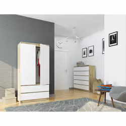 AKORD Furniture Factory SP0PSYSARTBIA010 armadio/guardaroba per camera da letto 4 ripiani 2 porta/porte Quercia - Vista aggiuntiva 4