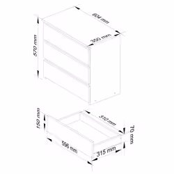 AKORD Furniture Factory OP0LCL-SZARBIA003 comodino 3 cassetto/cassetti - Vista aggiuntiva 3