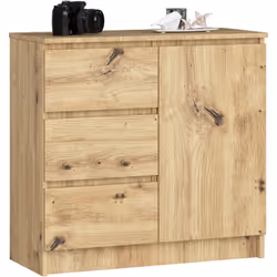 Cassettiera AKORD JERRY Cassettiera Quercia Artisan 80 cm 1 anta 3 cassetti 80x35x77 cm Il comò AKORD JERRY è un'aggiunta ver ...