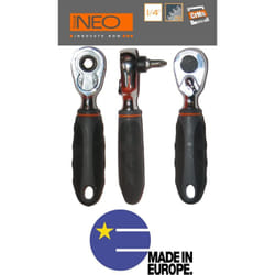 Neo Tools - mini cricchetto 100mm per inserti 1/4 - 48 denti - 08-512
