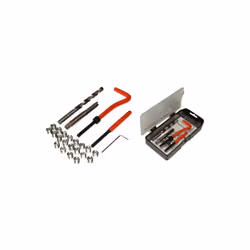 KIT SET HELICOIL RIPRISTINA RIPARAZIONE FILETTI ROVINATIM5 IL KIT COMPRENDE: -PUNTA PER PRE FORO 10,5mm -MASCHIO M10x1,5 -ATT ...