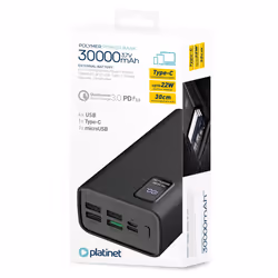 Platinet PMPB30WQC728B batteria portatile Polimeri di litio (LiPo) 30000 mAh Nero