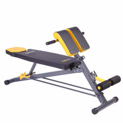 HMS Fitness LSR8311 Panca da allenamento con pesi piatti Sedile regolabile Casa Nero, Giallo