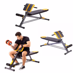 HMS Fitness LSR8311 Panca da allenamento con pesi piatti Sedile regolabile Casa Nero, Giallo - Vista aggiuntiva 5