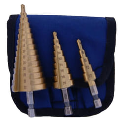 Set 3 frese a gradino hss attacco 1/4' 4-12, 4-20, 4-32 mm