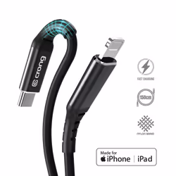 Crong CRG-AL15USCL-BLK, 1,5 m, Lightning, USB C, Maschio, Maschio, Alluminio, Nero