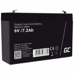 Green Cell AGM39, 7200 mAh, Acido piombo (VRLA), 6 V, Nero