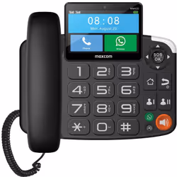 MaxCom MM42D, Telefono intelligente, Cornetta cablata, Telefono con vivavoce, Identificatore di chiamata, Nero
