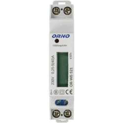 Orno - WE-521 lcd Contatore Energia Elettrica 1 Fase Display Consumo Energetico con Certificato mid e uscita ad impulsi (retroilluminato)