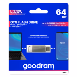 Goodram ODA3 unità flash USB 64 GB USB Type-A / USB Type-C 3.2 Gen 1 (3.1 Gen 1) Argento - Vista aggiuntiva 6