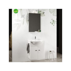 Mobile bagno sospeso con specchiera e lavabo integrato modello emma 60cm composizione completa - bianco lucido savini due