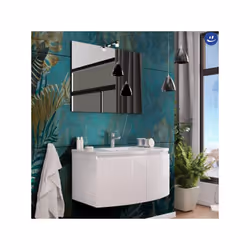 Composizione da bagno sospesa dalle linee eleganti ed uniche.il mobile nelcomplesso si mostra sofisticato,minimalista e fonte ...