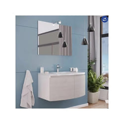 Savinidue - Mobile bagno sospeso con specchiera e lavabo integrato modello giulia 80cm composizione completa - legno nordico/bianco lucido savini due