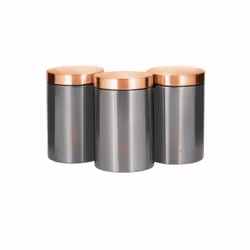Berlinger Haus BH/6273, Set di contenitori da tè+caffè+zucchero, Acciaio inox, Grigio, Coperchio rimovibile, Rotondo, 178 mm