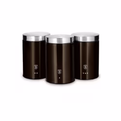 Berlinger Haus BH/6828, Set di contenitori da tè+caffè+zucchero, Acciaio inox, Nero, Coperchio rimovibile, Rotondo, 178 mm