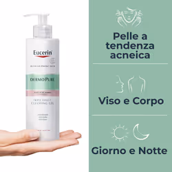 Eucerin Dermo Purifyer Gel Detergente Tripla Azione per Pelle Grassa con Acne 400ml