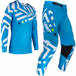 Leatt 3.5 Ride Pattern 2024 Set maglia e pantaloni motocross, bianco-blu, dimensione L per uomo