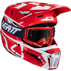 Leatt 3.5 Sharp Casco da motocross con occhiali, bianco-rosso-verde, dimensione M per uomo