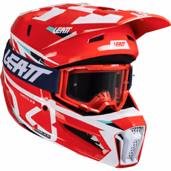 Leatt 3.5 Sharp Casco da motocross con occhiali, bianco-rosso-verde, dimensione M per uomo