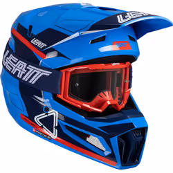 Leatt 3.5 Angled Casco da motocross con occhiali, rosso-blu, dimensione L per uomo