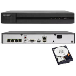 Nvr 4 canali Hikvision HWN-4104MH-4P 4K 8MPX onvif poe H.265+ cloud P2P 1TB hdd