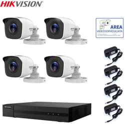 Kit Videosorveglianza Hikvision Dvr 4 Canali 4 Telecamere 2 Mpx