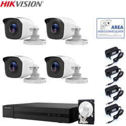 Kit videosorveglianza Hikvision dvr 4 canali 4 telecamere 2 mpx hd 1 tb