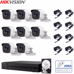 Il kit di videosorveglianza comprende: 1x HWD-5108M Hikvision 4 canali BNC + IP, 1080P - 2 Mpx 1x Hard Disk SATA 2 Tb 8x Tele ...