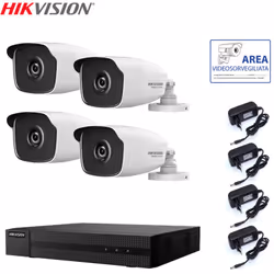 Il kit di videosorveglianza comprende: 1x HWD-6104MH-G Hikvision 5in1, 4 canali BNC + IP, Ultra HD 2K - 4 Mpx 4x Telecamere H ...