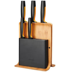 Fiskars 1057552 ceppo per coltelli Ceppo per coltelli con fessure Bamboo, Plastica, Acciaio inox Legno