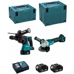 Makita - Kit DLX2125MJ1 (DGA504 + DHR243 + 2 x 4,0 Ah + DC18RC + makpac 3 + makpac 4)
