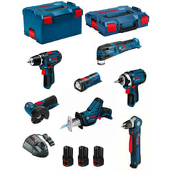 Bosch - Kit 12V BMK7-28CD3 (gsr 12V-15+GDR 12V-105+GWB 12V-10+GWS 12V-76+GOP 12V-28+GSA 12V-14+GLI 12V-80+3 x 3,0 Ah+2xL-Boxx)