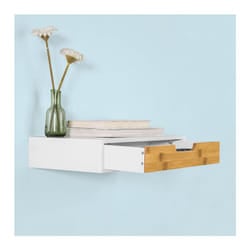 Mensola Da Muro Libreria Mensola Con Cassetto Bianco 40 x 24 x 8 cm FRG92-WN - Sobuy