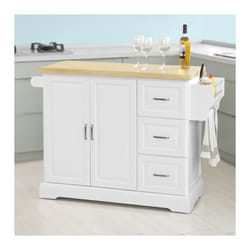 Carrello Cucina Mobile Cucina Bianco Con Route Credenza Cucina Piano in Legno FKW41-WN - Sobuy