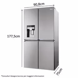 Haier Cube 90 Serie 7 HCR7918EIMP frigorifero side-by-side Libera installazione 601 L E Platino, Acciaio inox