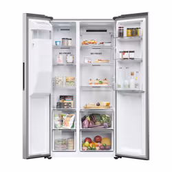 Haier SBS 90 Serie 3 HSR3918EIMP frigorifero side-by-side Libera installazione 515 L E Platino, Acciaio inox - Vista aggiuntiva 2