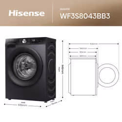 Hisense WF3S8043BB3 lavatrice Caricamento frontale 8 kg 1400 Giri/min Nero - Vista aggiuntiva 4