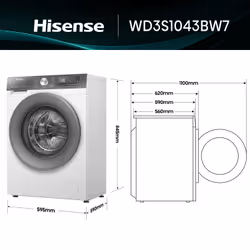 Hisense WD3S1043BW7 lavasciuga Libera installazione Caricamento frontale Bianco D - Vista aggiuntiva 2