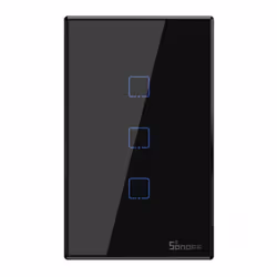SONOFF T3US3C-TX Interruttore a parete Nero touch Wifi serie TX US a 3 Tasti Gli smart switch WiFi disponibile in nero suppor ...