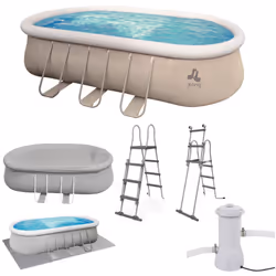Grandissima la piscina Oval Steel Frame 610x360x122 cm completa di tutti gli accessori compresa la pompa filtro a cartuccia,  ...