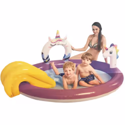 Divertente piscina per bambini con unicorno. Dimensioni :195x152x76cm. Collegabile al tubo dell'acqua per la funzione spray. ...